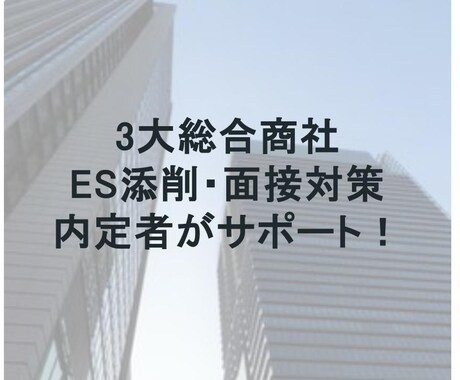 残り3名様！総合商社のES添削・面接対策します モニター価格で提供中！お気軽に相談ください イメージ1