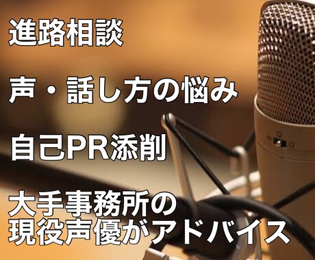 プロの現役声優が相談をお受けします 進路相談、演技発声、自己PR添削、何でもお話しください！ イメージ1