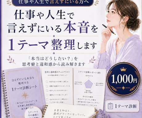 仕事や人生で言えずにいる本音を1テーマ整理します 「本当はどうしたい？」を思考癖と違和感から読み解きます イメージ1