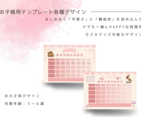 可愛く実用的なお手伝い表のデザイン、お作りします お子さまのがんばりを目に見える形に。温かな時間を作るデザイン イメージ1