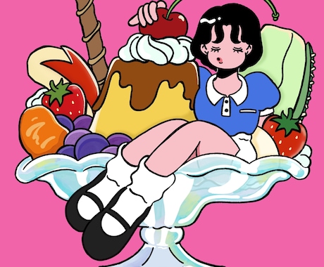 即日OK★商用利用可:レトロポップイラスト作ります SNSやショップカード等！多種多様なイラスト描けます♡ イメージ2