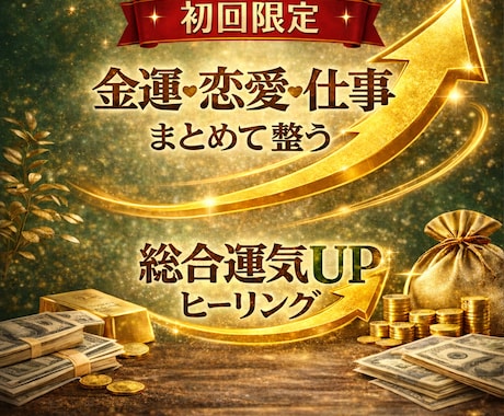 初回限定・総合運気UP金運・恋愛・仕事整えます 金運・恋愛・仕事の流れをまとめてやさしく整えます イメージ1
