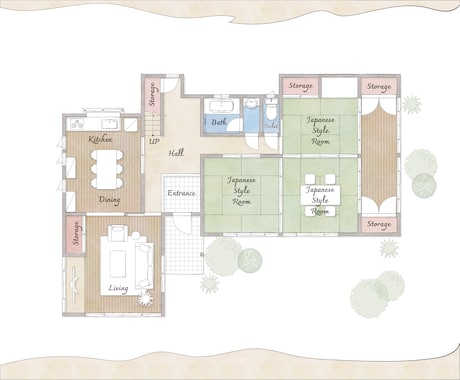 手書き風間取り図（家具配置込み）を提供します ふんわり優しい雰囲気の間取り図を作成いたします。 イメージ2