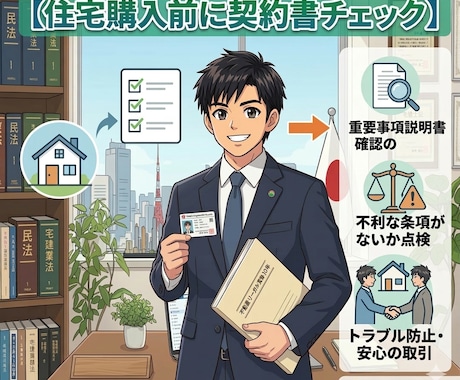 住宅購入前に宅建士が売買契約書・重説チェックします 住宅購入前の契約リスクを業界１０年のプロが確認します イメージ2