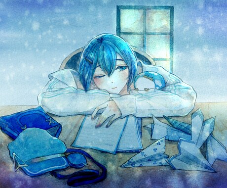 水彩でVtuberさんのイラスト描きます アナログのあたたかみはいかがでしょうか？ イメージ2