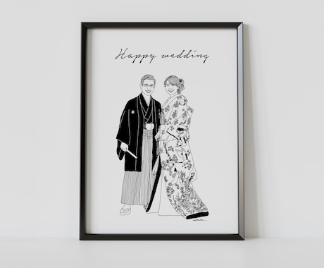 モノクロでシンプルなウェルカムボードを描きます お二人の仕上がりイメージを大切に心を込めて仕上げます。 イメージ2