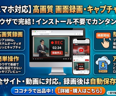どんな動画でも保存できる画面録画ツール売ります PC・スマホ対応ダウンロード画面録画キャプチャツール イメージ1