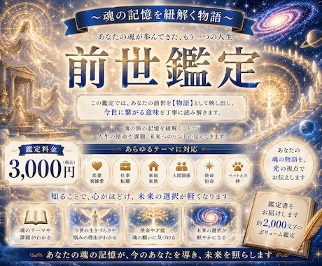前世の物語をお伝えします ✨恋愛・複雑愛・仕事・家庭・人間関係・使命・宿命・ペットなど イメージ2
