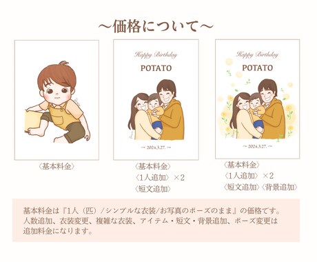 シンプルであたたかい似顔絵描きます お子様の誕生日の記念に/じいじばあばに感謝を伝えるアイテムに イメージ2