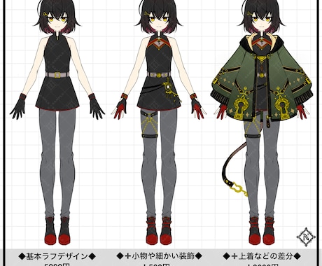 キャラクターや衣装のラフデザインを製作いたします ゲーム・VTuberの立ち絵,設定画,新衣装が必要な方へ イメージ2