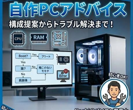自作PCの組み立てアドバイスします テレワーク、ゲーム用等のPCの組み立てを相談に乗ります。 イメージ1