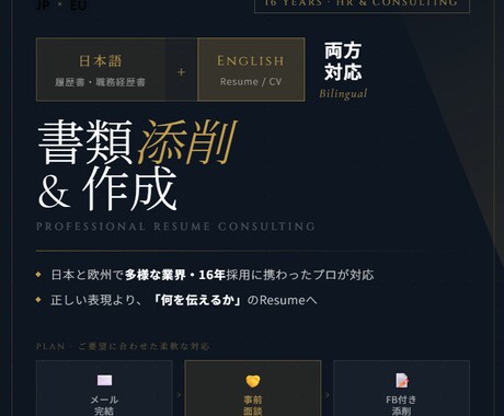 日英対応・応募書類の添削・フィードバックします 日本と欧州で採用担当を15年以上務めたコンサルタントが対応 イメージ1