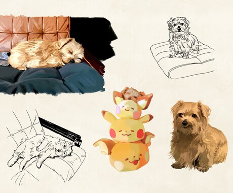 愛犬をお好みの絵柄でお描きします 厚塗り、スケッチ、キャラクタータッチなど…描き分けできます！ イメージ2