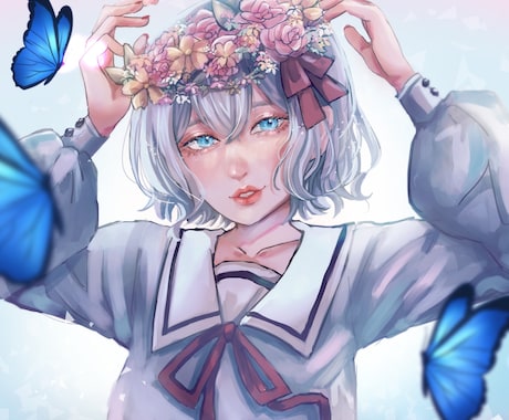 歌ってみたや配信用に！美麗な雰囲気の一枚絵描きます 儚くて印象に残るイラストであなたの活動を引き立てます！ イメージ1