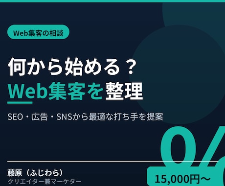 Web集客の相談｜打ち手を整理します 何から手を付ける？現状分析から施策の優先順位まで整理します イメージ1
