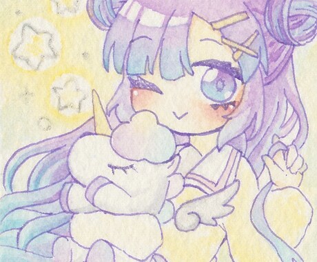 水彩絵の具でミニイラスト描きます イメージ1