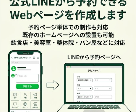 公式LINEと予約Webページを作成します 予約受付から管理画面まで一括で整えます！ イメージ2