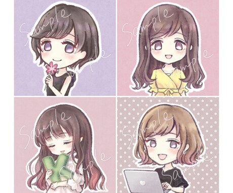 ふわっとやさしい雰囲気のアイコンお描きます 落ち着いた色味なので大人かわいい印象になります♪ イメージ2