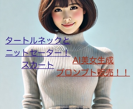 AI美女（タートルネック）画像プロンプト販売します DALL-E使用！生成！タートルネック好きにはたまらない！ イメージ1