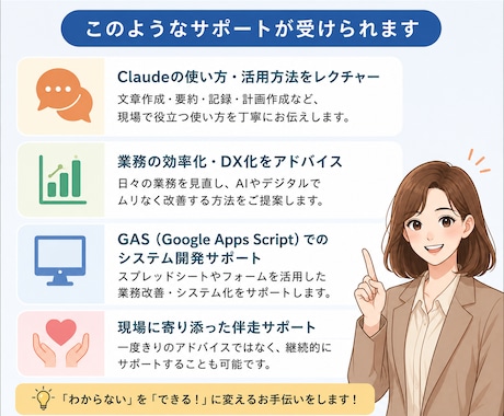 介護・福祉向け AI活用や業務改善アドバイスします オンライン相談でAI・DX活用をやさしく伴走サポートします イメージ2