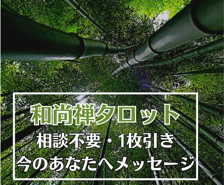 和尚禅タロット☆今のあなたへ新しい視点を伝えます 相談事不要・仕事、恋愛などテーマ別写真付きメッセージをお届け イメージ1