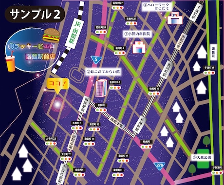 イラストを使った地図を作成いたします GoogleMAPを元に分かりやすい地図を作成いたします。 イメージ2