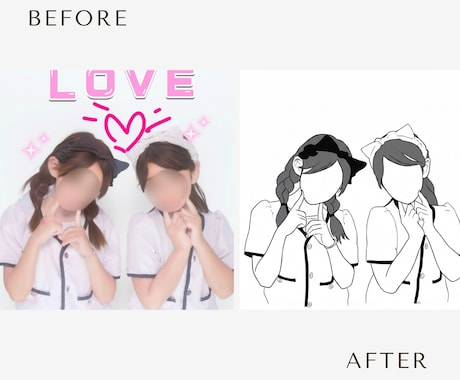 お写真からオシャレなニュアンス線画アイコン描きます 〜お顔出しNGの方に◎シンプルで大人可愛い手描き風アイコン〜 イメージ2