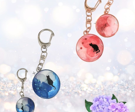 紫陽花と猫のキーフォルダー販売します 雨の景色を紫陽花の色で色付けしませんか イメージ2