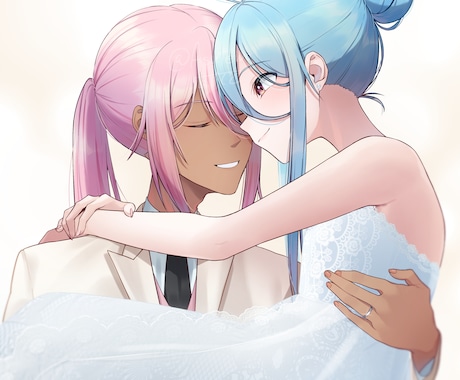 カップリングイラストを描きます BLもGLも男女も…人外キャラもOK！ イメージ1
