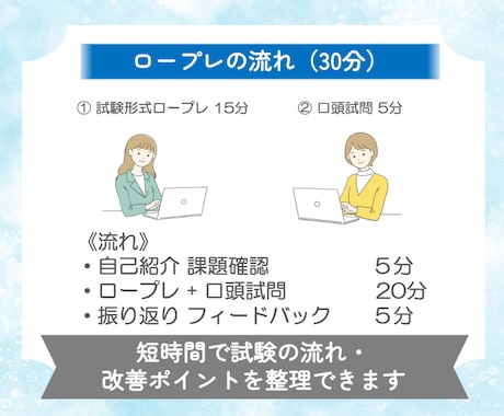 キャリアコンサルタント実技ロープレ練習します 30分初回お試し・最終確認｜ロープレ1回＋フィードバック イメージ2
