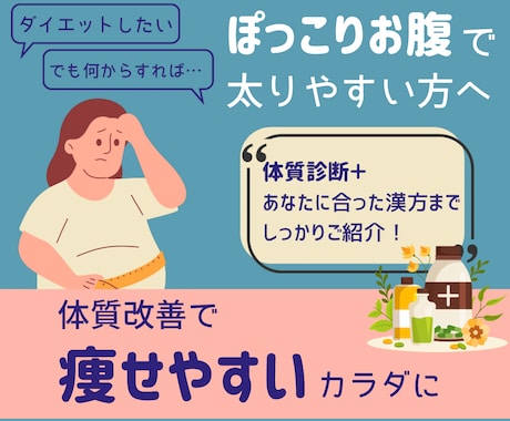 あなたの体質に合った漢方教えます 体質に合う漢方で『食事制限なし』『運動なし』のダイエット体験 イメージ1