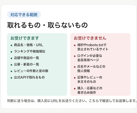 Webの公開データを集めてCSVでお渡しします 公式APIを優先。規約を確認してからCSVでお渡しします イメージ2