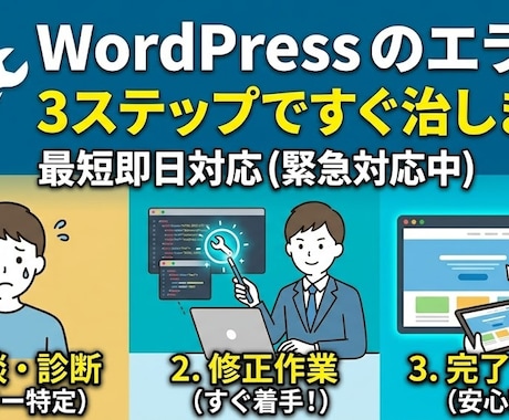 WordPress不具合修正対応致します WordPressの突然のエラーや表示不具合を原因調査し対応 イメージ2