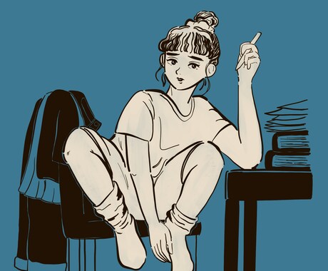 アンニュイなアイコンイラスト作ります 線画でオシャレ、レトロなアイコンイラスト イメージ1