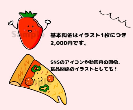 商用可！ゆるくてかわいい食べ物のアイコン描きます 世界にたった1つだけのかわいい食べ物アイコン作りませんか？ イメージ2