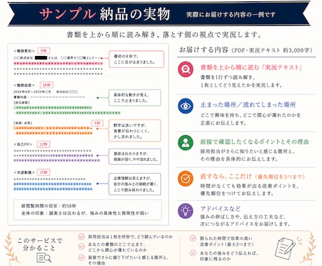 ES・履歴書/ 職務経歴書を人事目線から添削します 落とす側にいた人事が、書類の「読まれ方」を実況します イメージ2