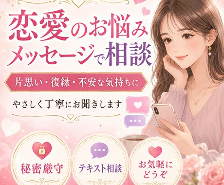 異性同性どちらでも！恋愛相談お聞きします メッセージなので安心してどんな内容でも否定せず寄り添います イメージ1