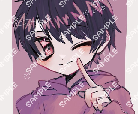目が大きく特徴的な厚塗り風イラスト描きます 男の子でも女の子でも◎SNSのアイコン等にいかがでしょうか イメージ2