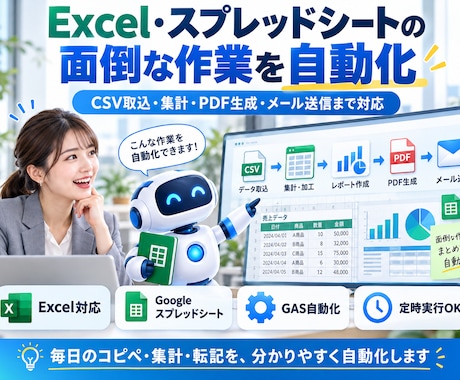 Excel・Sheet・GASで業務を自動化します イメージ1
