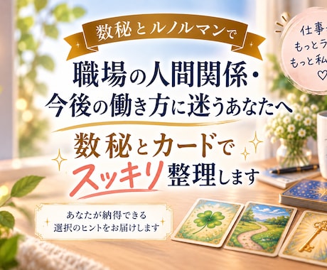 転職や職場の悩みに｜数秘とカードで整理します 転職・職場の人間関係の悩みに解決のヒントをカードで鑑定します イメージ1