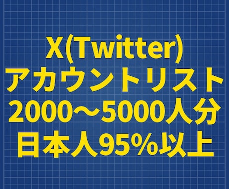 X 日本人95％以上 アカウントリスト販売します 多用途で使えるX/Twitterのアカウントリスト イメージ1