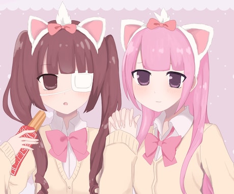 アイコン、一枚絵、、夢絵、立ち絵、などお描きします 可愛い女の子のイラストお描きします イメージ1