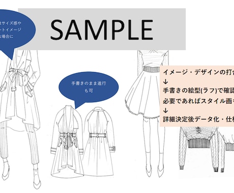 洋服の縫製仕様書作成します プロが使用する縫製仕様書作成およびデザイン提案も致します！ イメージ2