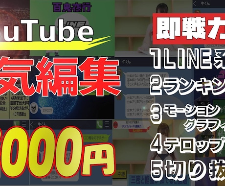 即戦力！YouTube人気編集方法からえらべます 【３０００円】単調作業がめんどくさい　外注化したい人オススメ イメージ1