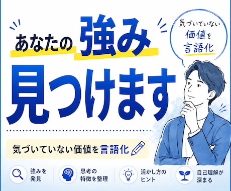 自分では気づけない強みを発掘します 気づいてない価値を見いだしカタチにします イメージ1