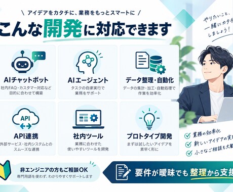 生成AIで業務自動化・小規模ツール開発を支援します 要件整理から試作・改善・運用まで対応 イメージ2