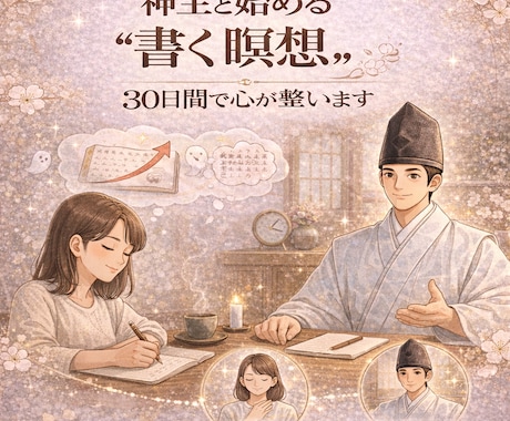 神主と始める"書く瞑想"｜30日間で心が整います 毎日ひとこと書く｜自己肯定感　自分なりの幸せをみつける イメージ1