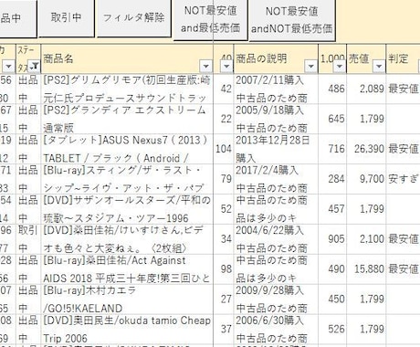 メルカリの販売価格をVBAで一括で更新します メルカリの販売価格を一括で更新するVBAマクロ イメージ1