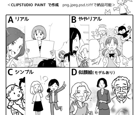モノクロ4コマ漫画作成します 注目して欲しい！わかりやすい！を形にします イメージ2