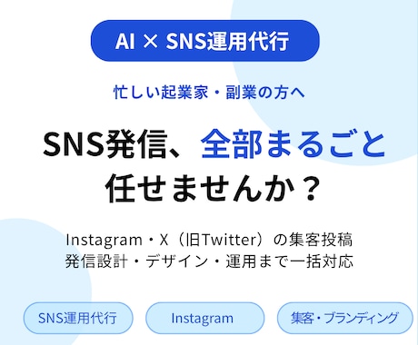 投稿が続かない方へ、AIでSNS運用代行します SNS発信で何を投稿すればいいかわからない方のAIサポート イメージ1